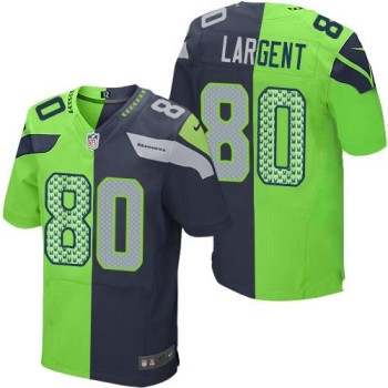 Seahawks #80 Steve Largent Steel Blue/Green Men's Stitched NFL Elite Split Jersey Seahawks #80 Steve Largent Steel Blue/Green Men's Stitched NFL Elite Split Jersey