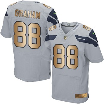 Seahawks #88 Jimmy Graham Grey Alternate Men's Stitched NFL Elite Gold Jersey Seahawks #88 Jimmy Graham Grey Alternate Men's Stitched NFL Elite Gold Jersey