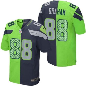 Seahawks #88 Jimmy Graham Steel Blue/Green Men's Stitched NFL Elite Split Jersey Seahawks #88 Jimmy Graham Steel Blue/Green Men's Stitched NFL Elite Split Jersey