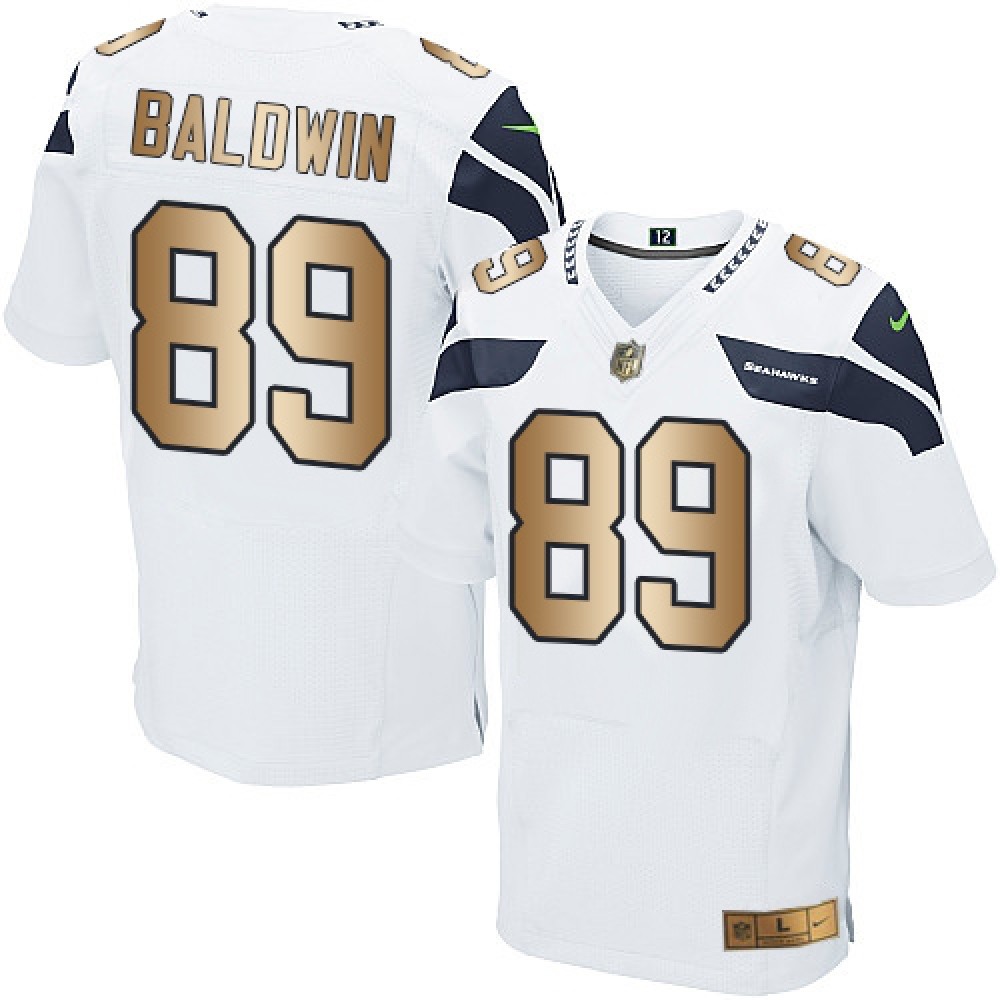 Seahawks #89 Doug Baldwin White Men's Stitched NFL Elite Gold Jersey
