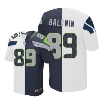 Seahawks #89 Doug Baldwin White/Steel Blue Men's Stitched NFL Elite Split Jersey Seahawks #89 Doug Baldwin White/Steel Blue Men's Stitched NFL Elite Split Jersey