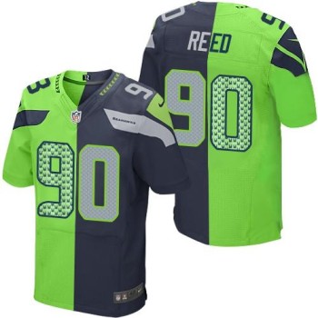 Seahawks #90 Jarran Reed Steel Blue/Green Men's Stitched NFL Elite Split Jersey Seahawks #90 Jarran Reed Steel Blue/Green Men's Stitched NFL Elite Split Jersey