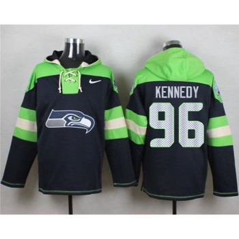 Seahawks #96 Cortez Kennedy Steel Blue Player Pullover NFL Hoodie