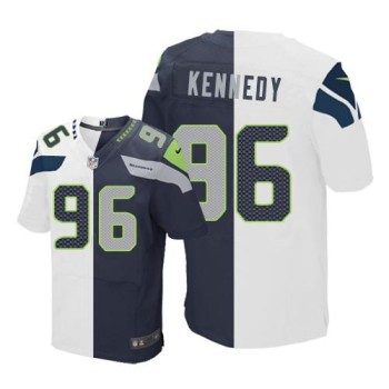 Seahawks #96 Cortez Kennedy White/Steel Blue Men's Stitched NFL Elite Split Jersey Seahawks #96 Cortez Kennedy White/Steel Blue Men's Stitched NFL Elite Split Jersey