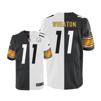 Steelers #11 Markus Wheaton White/Black Men's Stitched NFL Elite Split Jersey Steelers #11 Markus Wheaton White/Black Men's Stitched NFL Elite Split Jersey