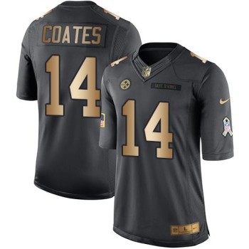 Steelers #14 Sammie Coates Black Men's Stitched NFL Limited Gold Salute To Service Jersey