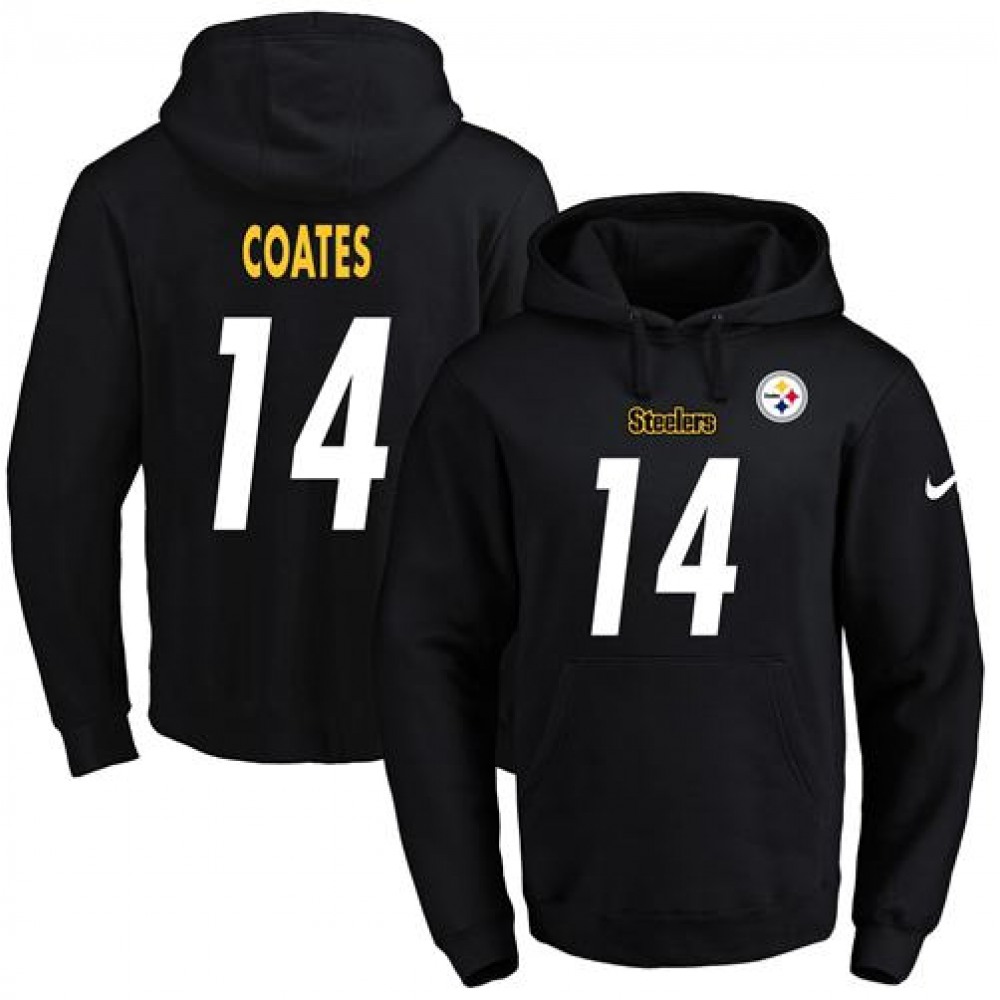 Steelers #14 Sammie Coates Black Name & Number Pullover NFL Hoodie