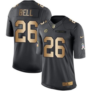 Steelers #26 Le'Veon Bell Black Men's Stitched NFL Limited Gold Salute To Service Jersey