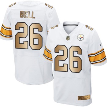 Steelers #26 Le'Veon Bell White Men's Stitched NFL Elite Gold Jersey