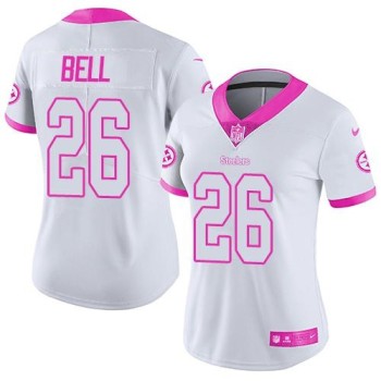 Steelers #26 Le'Veon Bell White/Pink Women's Stitched NFL Limited Rush Fashion Jersey Steelers #26 Le'Veon Bell White/Pink Women's Stitched NFL Limited Rush Fashion Jersey