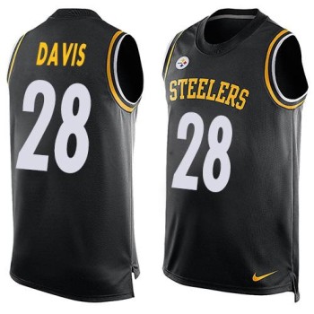 Steelers #28 Sean Davis Black Team Color Men's Stitched NFL Limited Tank Top Jersey