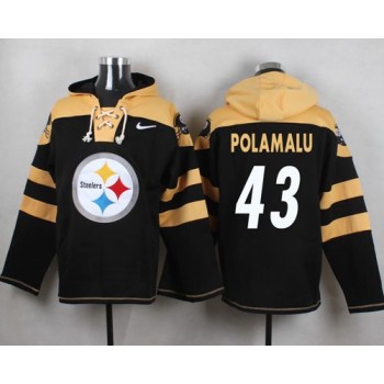 Steelers #43 Troy Polamalu Black Player Pullover NFL Hoodie