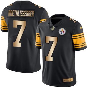 Steelers #7 Ben Roethlisberger Black Men's Stitched NFL Limited Gold Rush Jersey