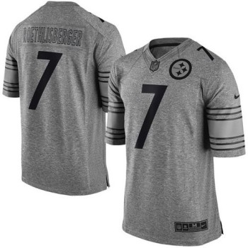 Steelers #7 Ben Roethlisberger Gray Men's Stitched NFL Limited Gridiron Gray Jersey