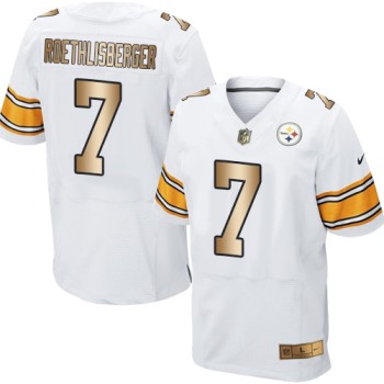 Steelers #7 Ben Roethlisberger White Men's Stitched NFL Elite Gold Jersey Steelers #7 Ben Roethlisberger White Men's Stitched NFL Elite Gold Jersey