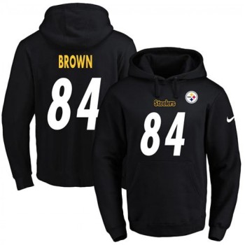 Steelers #84 Antonio Brown Black Name & Number Pullover NFL Hoodie