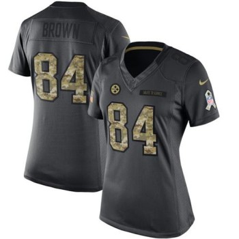 Steelers #84 Antonio Brown Black Women's Stitched NFL Limited 2016 Salute to Service Jersey Steelers #84 Antonio Brown Black Women's Stitched NFL Limited 2016 Salute to Service Jersey