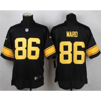 Steelers #86 Hines Ward Black(Gold No.) Men's Stitched NFL Elite Jersey
