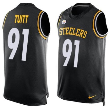 Steelers #91 Stephon Tuitt Black Team Color Men's Stitched NFL Limited Tank Top Jersey