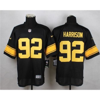 Steelers #92 James Harrison Black(Gold No.) Men's Stitched NFL Elite Jersey