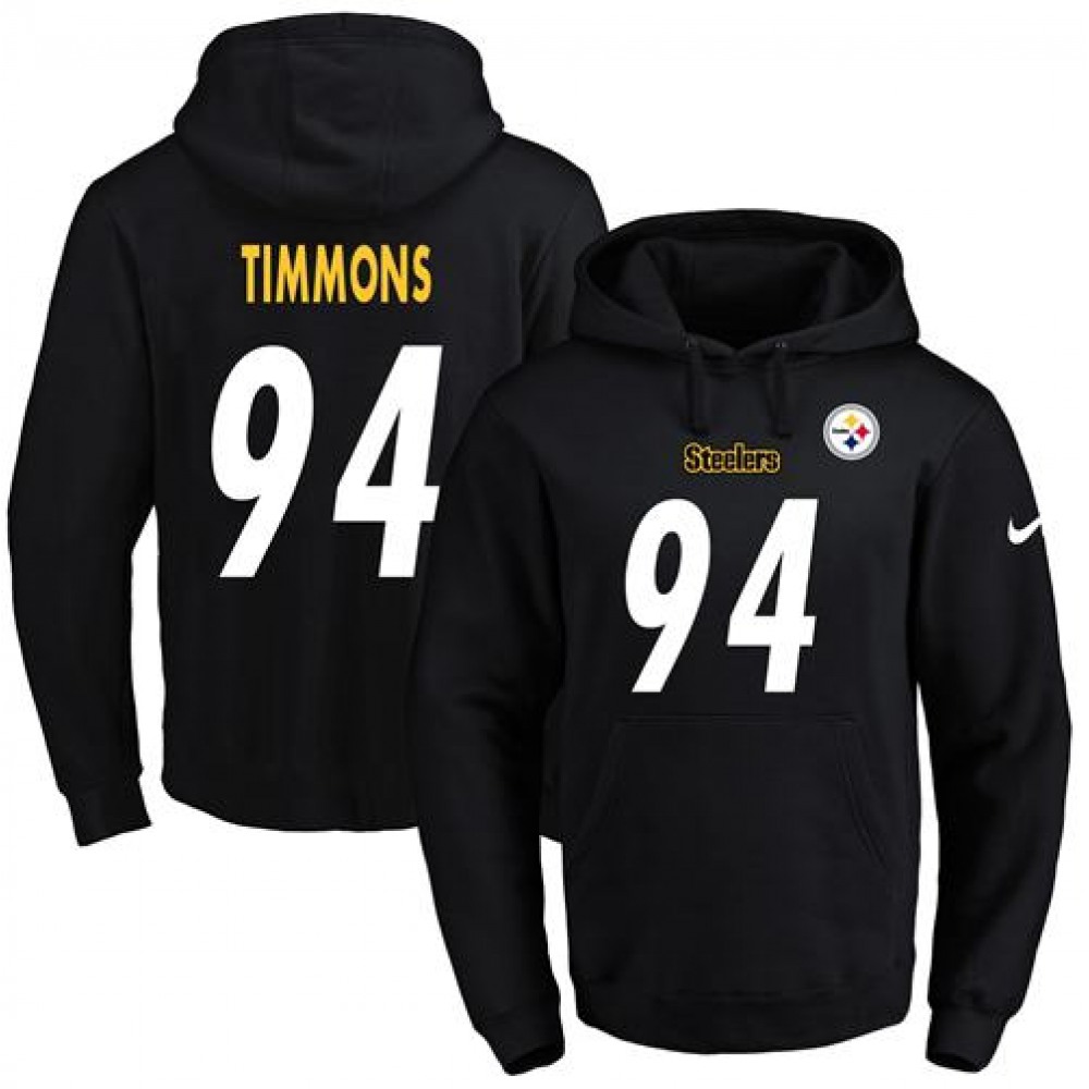 Steelers #94 Lawrence Timmons Black Name & Number Pullover NFL Hoodie