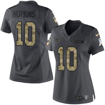 Texans #10 DeAndre Hopkins Black Women's Stitched NFL Limited 2016 Salute to Service Jersey Texans #10 DeAndre Hopkins Black Women's Stitched NFL Limited 2016 Salute to Service Jersey