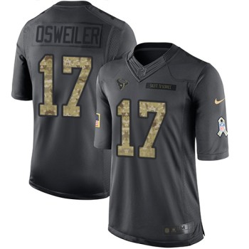 Texans #17 Brock Osweiler Black Men's Stitched NFL Limited 2016 Salute to Service Jersey Texans #17 Brock Osweiler Black Men's Stitched NFL Limited 2016 Salute to Service Jersey