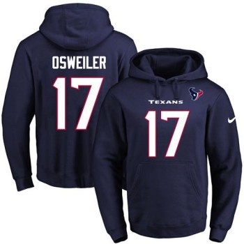 Texans #17 Brock Osweiler Navy Blue Name & Number Pullover NFL Hoodie Texans #17 Brock Osweiler Navy Blue Name & Number Pullover NFL Hoodie