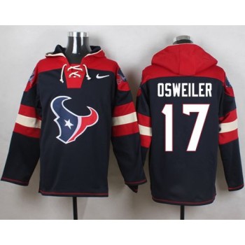 Texans #17 Brock Osweiler Navy Blue Player Pullover NFL Hoodie Texans #17 Brock Osweiler Navy Blue Player Pullover NFL Hoodie
