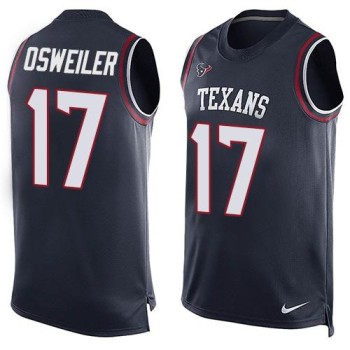 Texans #17 Brock Osweiler Navy Blue Team Color Men's Stitched NFL Limited Tank Top Jersey Texans #17 Brock Osweiler Navy Blue Team Color Men's Stitched NFL Limited Tank Top Jersey