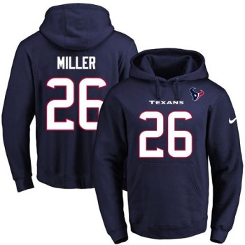 Texans #26 Lamar Miller Navy Blue Name & Number Pullover NFL Hoodie Texans #26 Lamar Miller Navy Blue Name & Number Pullover NFL Hoodie