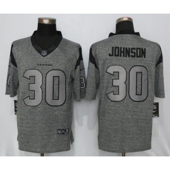 Texans #30 Kevin Johnson Gray Men's Stitched NFL Limited Gridiron Gray Jersey Texans #30 Kevin Johnson Gray Men's Stitched NFL Limited Gridiron Gray Jersey
