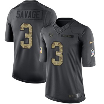 Texans #3 Tom Savage Black Men's Stitched NFL Limited 2016 Salute to Service Jersey