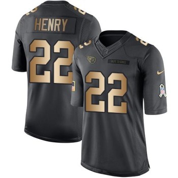 Titans #22 Derrick Henry Black Men's Stitched NFL Limited Gold Salute To Service Jersey Titans #22 Derrick Henry Black Men's Stitched NFL Limited Gold Salute To Service Jersey