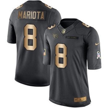 Titans #8 Marcus Mariota Black Men's Stitched NFL Limited Gold Salute To Service Jersey Titans #8 Marcus Mariota Black Men's Stitched NFL Limited Gold Salute To Service Jersey