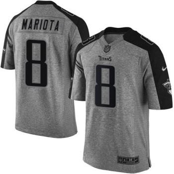 Titans #8 Marcus Mariota Gray Men's Stitched NFL Limited Gridiron Gray Jersey Titans #8 Marcus Mariota Gray Men's Stitched NFL Limited Gridiron Gray Jersey