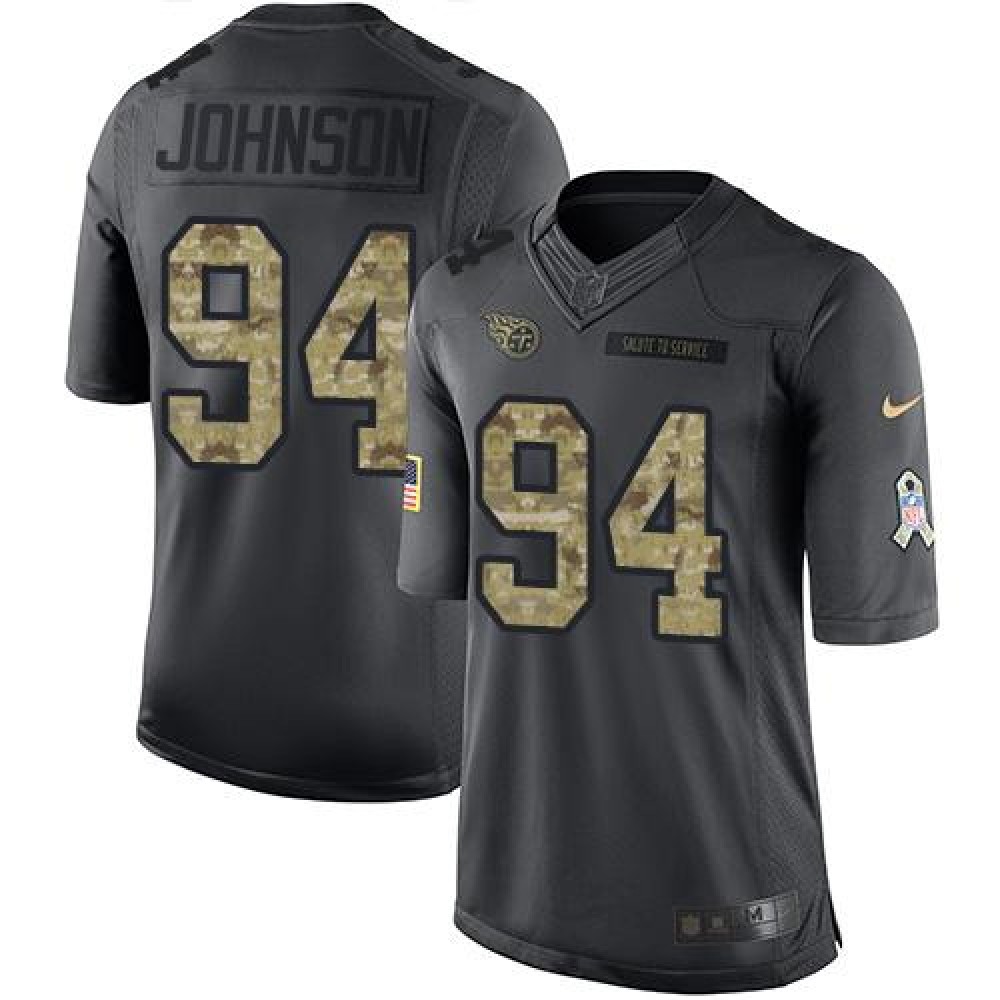 Titans #94 Austin Johnson Black Men's Stitched NFL Limited 2016 Salute To Service Jersey