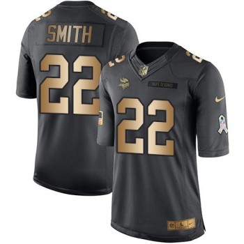 Vikings #22 Harrison Smith Black Men's Stitched NFL Limited Gold Salute To Service Jersey