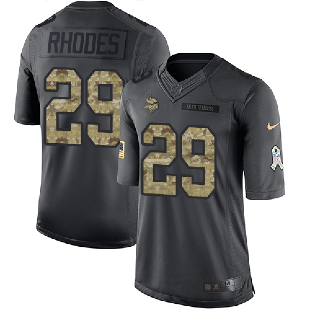 Vikings #29 Xavier Rhodes Black Men's Stitched NFL Limited 2016 Salute To Service Jersey