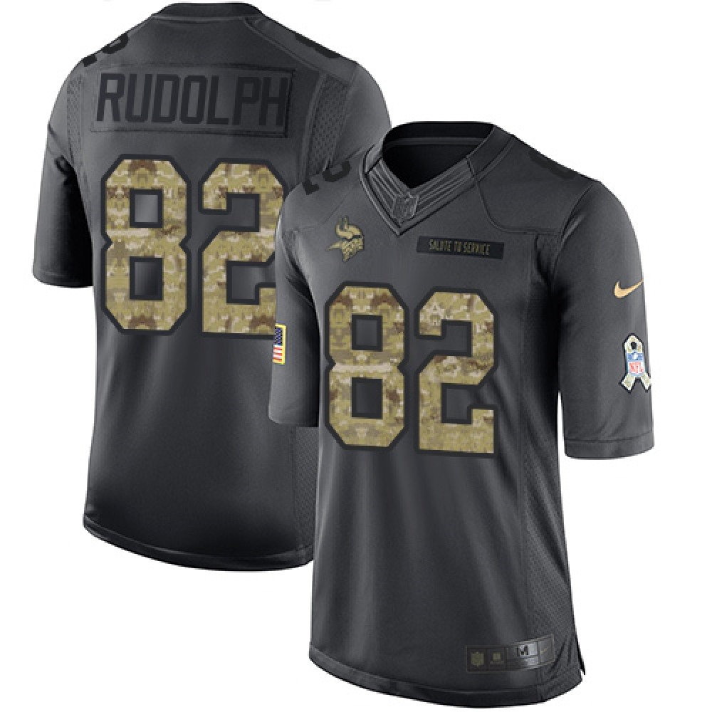 Vikings #82 Kyle Rudolph Black Men's Stitched NFL Limited 2016 Salute To Service Jersey