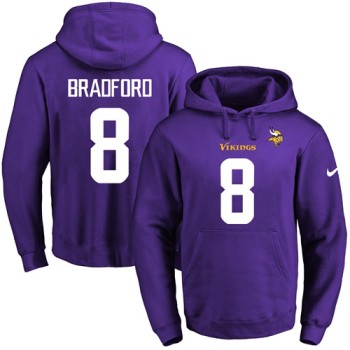 Vikings #8 Sam Bradford Purple Name & Number Pullover NFL Hoodie
