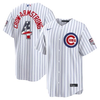 Men's Chicago Cubs #4 Pete Crow-Armstrong Nike White USA 250 Fourth of July Home Stadium Jersey