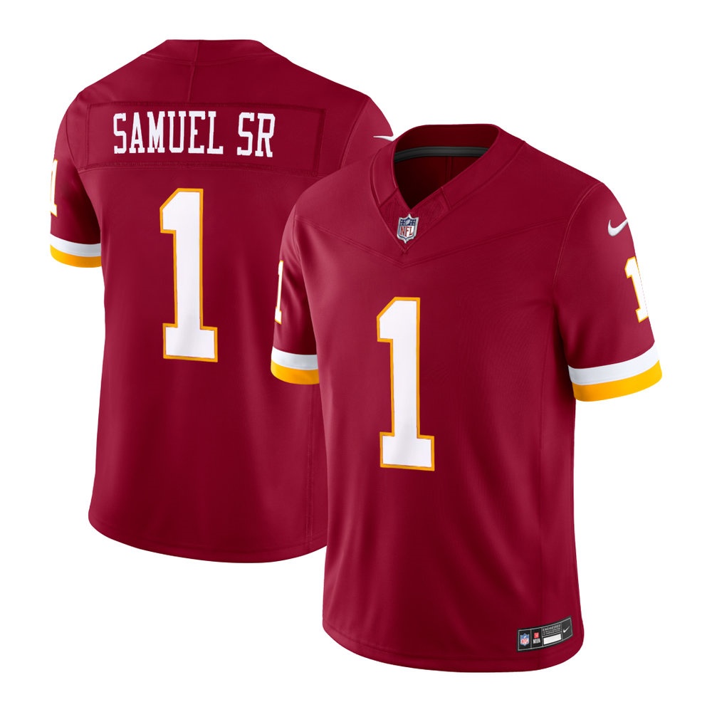 Men's Washington Commanders #1 Deebo Samuel Sr Burgundy Vapor F.U.S.E. Sewn Down Limited Jersey