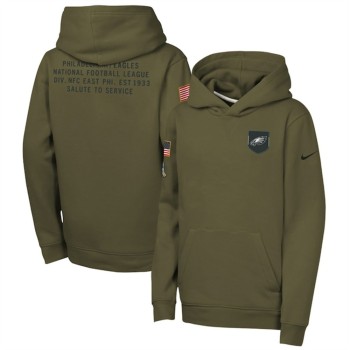 Youth Philadelphia Eagles Olive 2025 Salute to Service Club Fleece Hoodie Youth Philadelphia Eagles Olive 2025 Salute to Service Club Fleece Hoodie