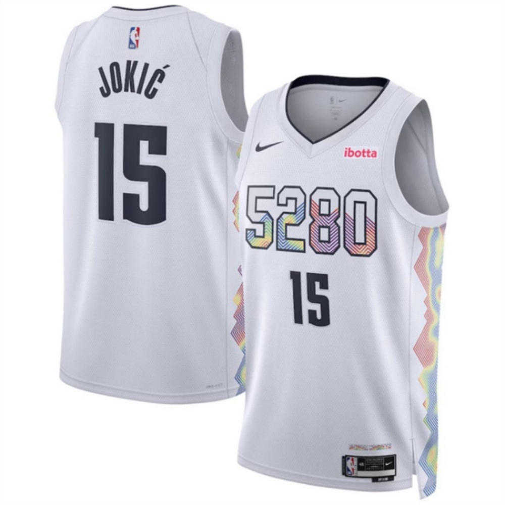 Men's Denver Nuggets #15 Nikola Jokić White 2024/25 City Edition Stitched Basketball Jersey