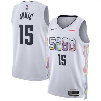 Men's Denver Nuggets #15 Nikola Jokić White 2024/25 City Edition Stitched Basketball Jersey