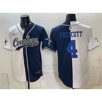 Youth Dallas Cowboys #4 Dak Prescott Navy Split Stitched Jersey
