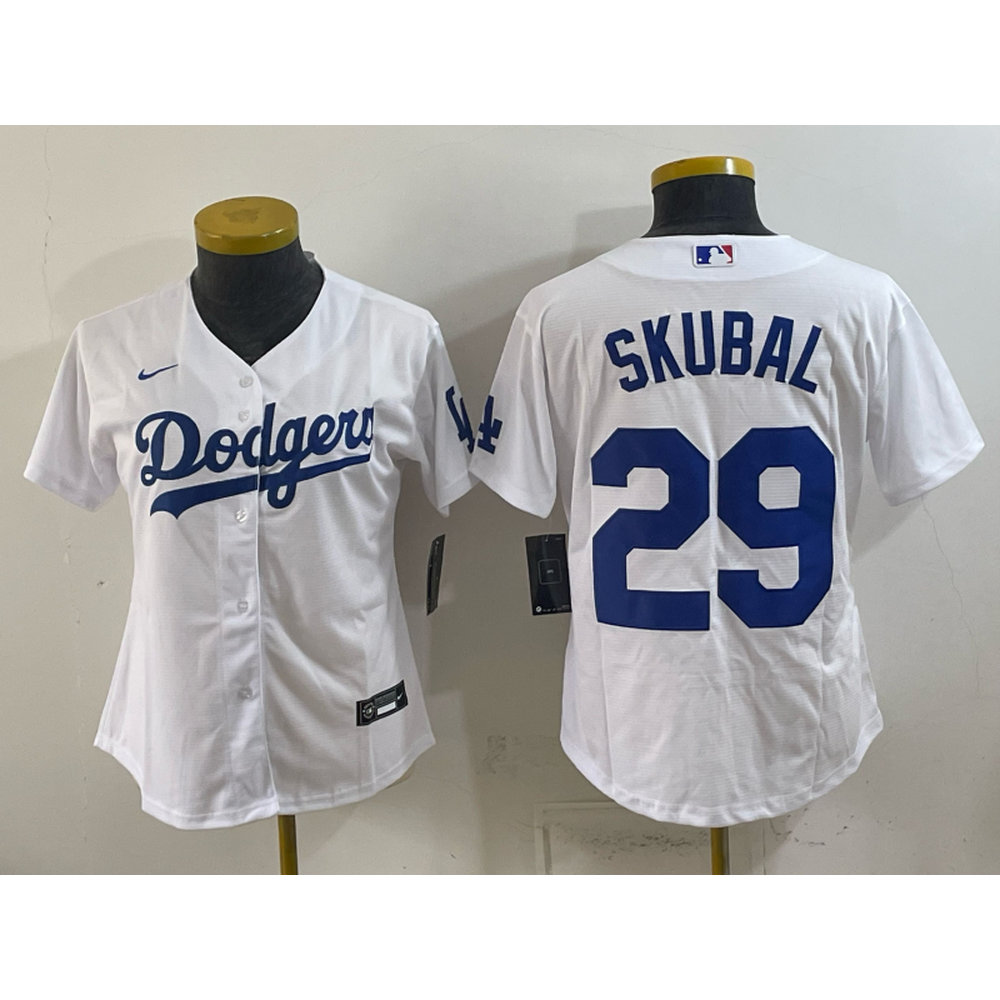 Women's Los Angeles Dodgers #29 Tarik Skubal White Cool Base Stitched Baseball Jersey