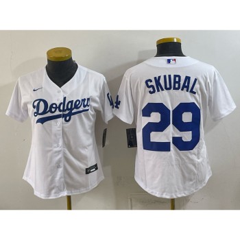 Women's Los Angeles Dodgers #29 Tarik Skubal White Cool Base Stitched Baseball Jersey