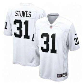 Men's Las Vegas Raiders #31 Treydan Stukes White 2026 NFL Draft Game Jersey